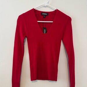Express Red V-Neck Sweater